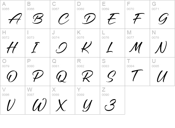 Jeasland Script uppercase A-Z preview