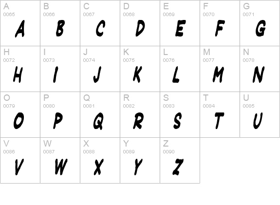 JeffreyPrint JL Condensed Italic uppercase A-Z preview