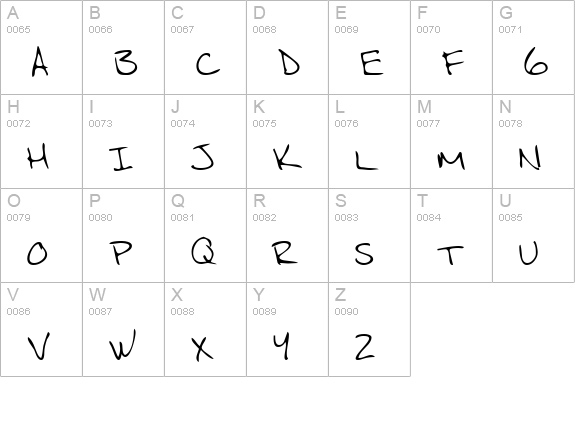 JeffreysHand Regular uppercase A-Z preview