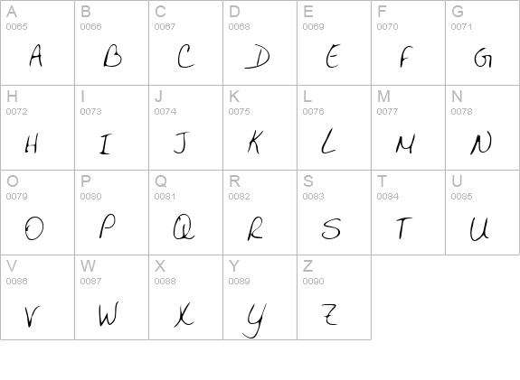 JeninesHand Regular uppercase A-Z preview