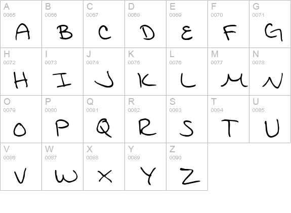 Jennifer's Hand Writing uppercase A-Z preview
