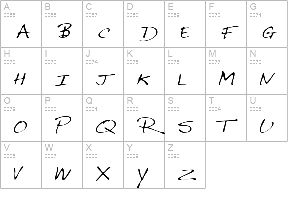 JeremysHand Regular uppercase A-Z preview