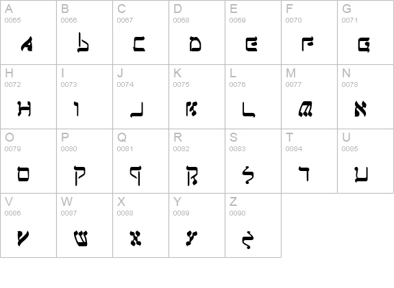 Jerusalem Bold uppercase A-Z preview