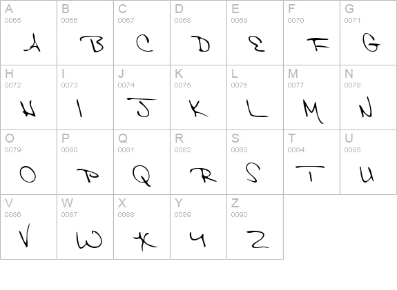 JessiesHand Regular uppercase A-Z preview