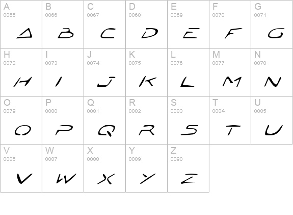 Jetta Tech Italic uppercase A-Z preview
