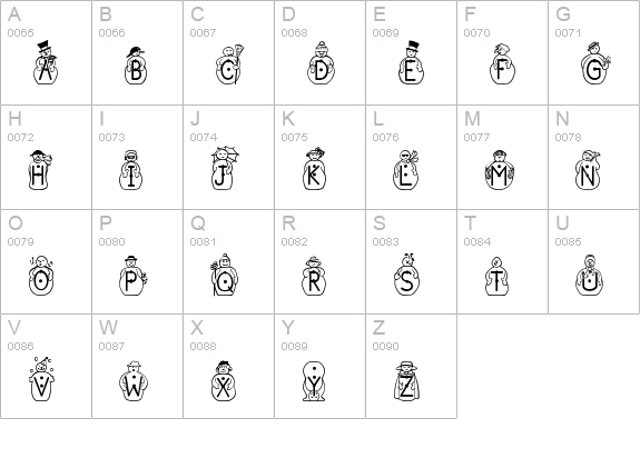 JFSnowbiz uppercase A-Z preview
