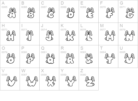 JI Bunny Caps uppercase A-Z preview