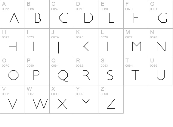 Jillican ExtraLight uppercase A-Z preview