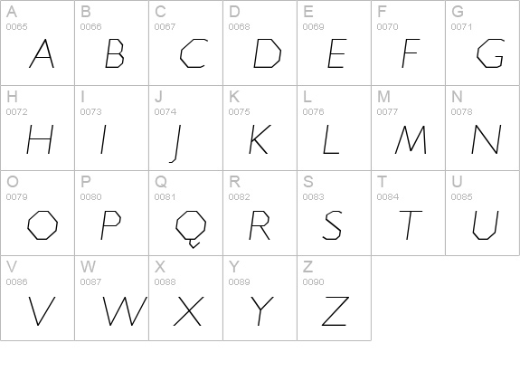 Jillican ExtraLight Italic uppercase A-Z preview