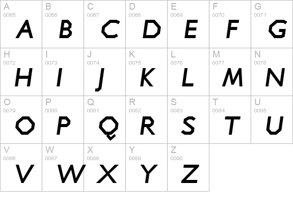 Jillican Heavy Italic uppercase A-Z preview
