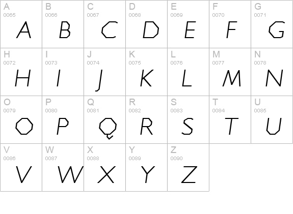 Jillican Light Italic uppercase A-Z preview