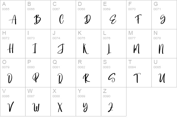 Jim Signature uppercase A-Z preview