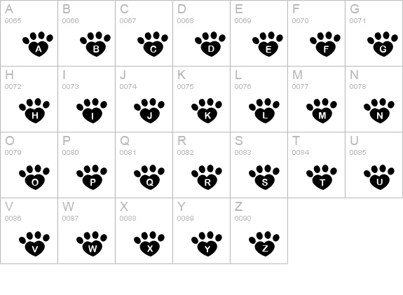 JLR Pawrty Hearty uppercase A-Z preview