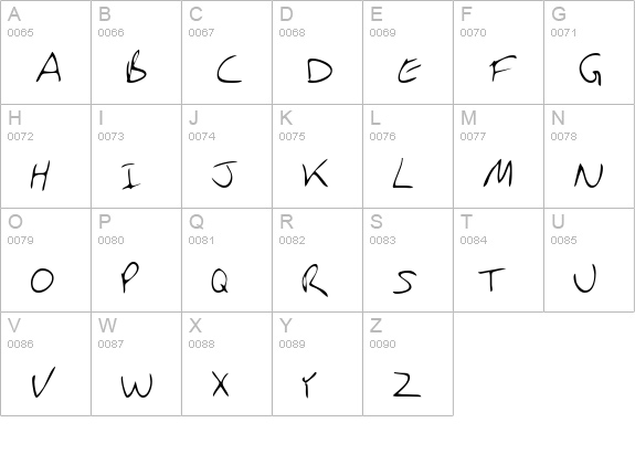 JodysHand Regular uppercase A-Z preview