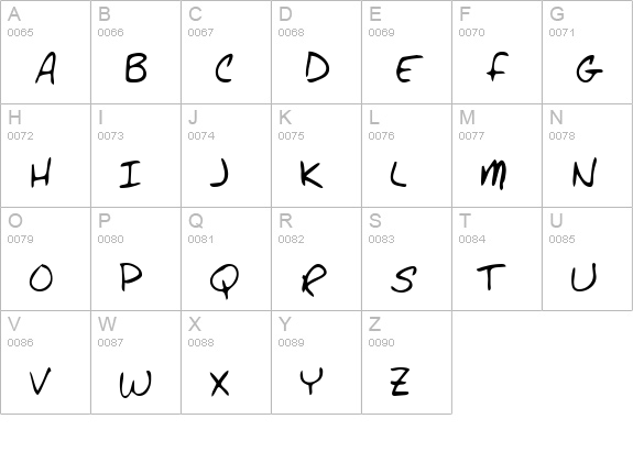 JohnsHand Regular uppercase A-Z preview