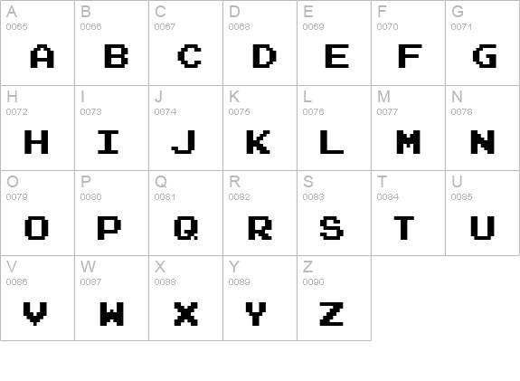 Joystix uppercase A-Z preview