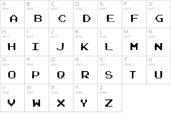 Joystix Gaunt uppercase A-Z preview