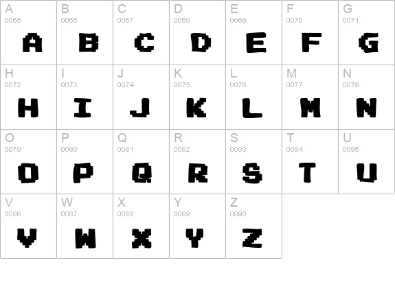 Joystix Ink uppercase A-Z preview
