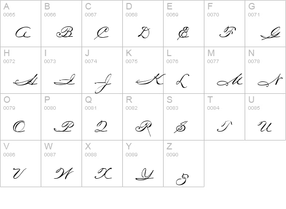 Julia-HandScript uppercase A-Z preview