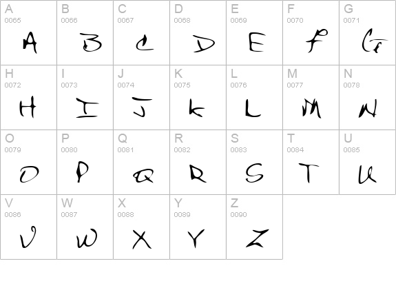 JuliesHand Regular uppercase A-Z preview