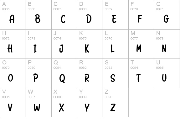 Just Squash Kids Font uppercase A-Z preview