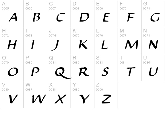 Justinian 2 Italic uppercase A-Z preview