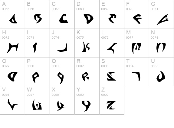 Kahless uppercase A-Z preview