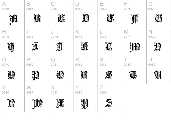 KaiserzeitGotisch uppercase A-Z preview