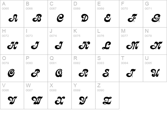 KalligraphiaEF uppercase A-Z preview