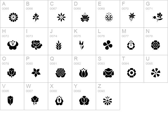Kalocsai Flowers uppercase A-Z preview