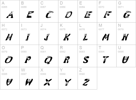 KAMonsterSmirk uppercase A-Z preview