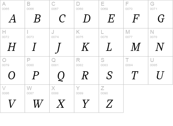 Kandal-BookItalic uppercase A-Z preview