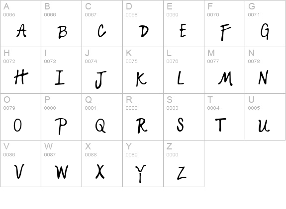 KanesHand Regular uppercase A-Z preview