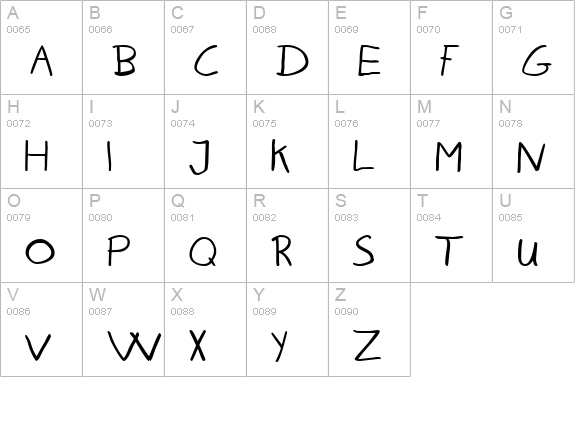 Karen Helenes haandskrift uppercase A-Z preview