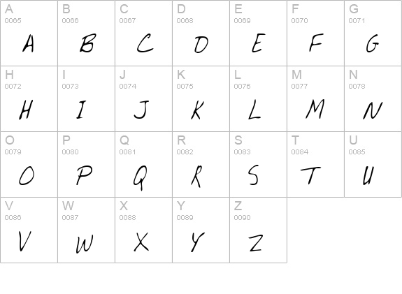 KarinsHand Regular uppercase A-Z preview