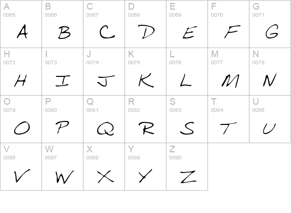 KaspersHand Regular uppercase A-Z preview