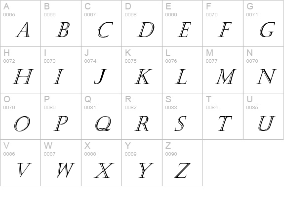 Kastellar Italic uppercase A-Z preview