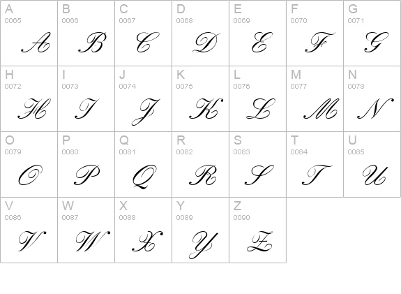 Kastler Italic uppercase A-Z preview
