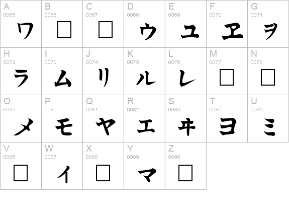 Kata Regular uppercase A-Z preview