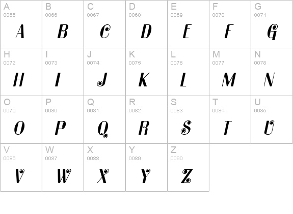 Katarina Italic uppercase A-Z preview