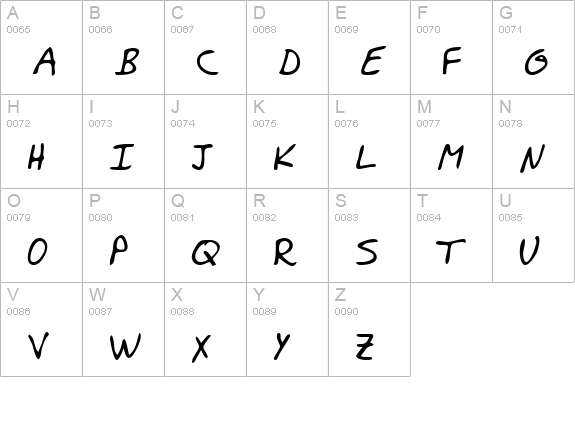 KathrynsHand Regular uppercase A-Z preview