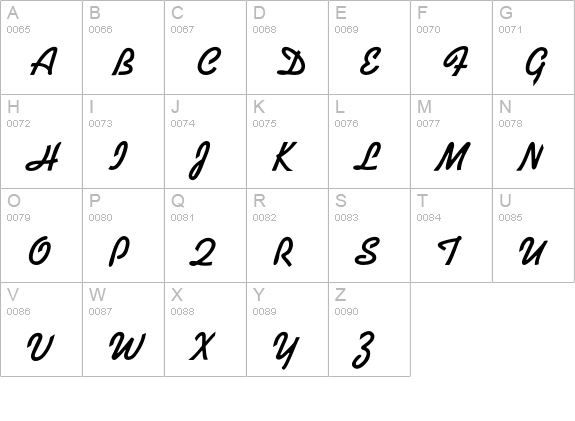 KaufmannScriptBold uppercase A-Z preview