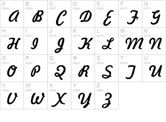 Kavaler Kursive uppercase A-Z preview
