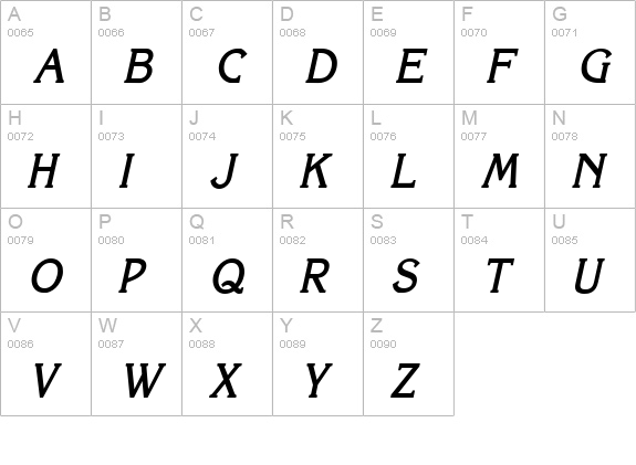 Keira Condensed Bold Italic uppercase A-Z preview