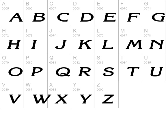 Keira Extended Bold Italic uppercase A-Z preview