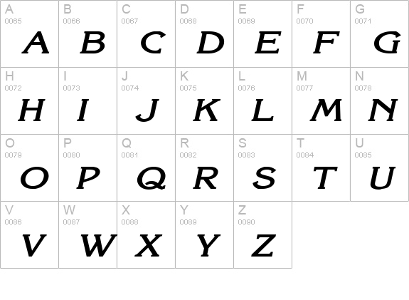Keira Wide Bold Italic uppercase A-Z preview