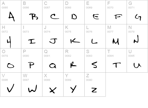 KeithsHand Regular uppercase A-Z preview