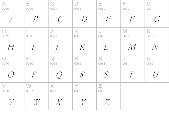 Kellnear-Italic uppercase A-Z preview