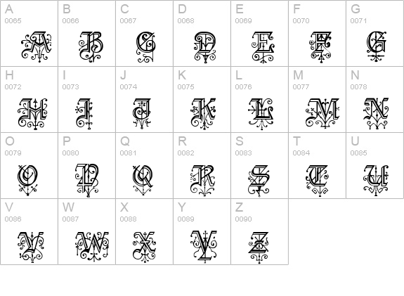 Kelly Ann Gothic uppercase A-Z preview