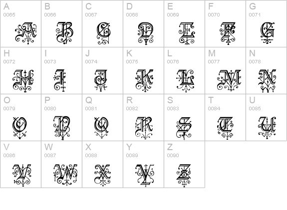 KellyAnnGothic uppercase A-Z preview
